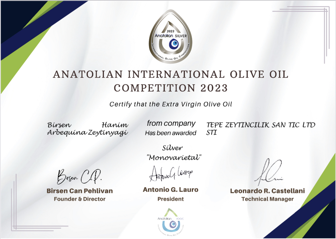 Silver Medal at The Anatolian International Olive Oil Competition 2023