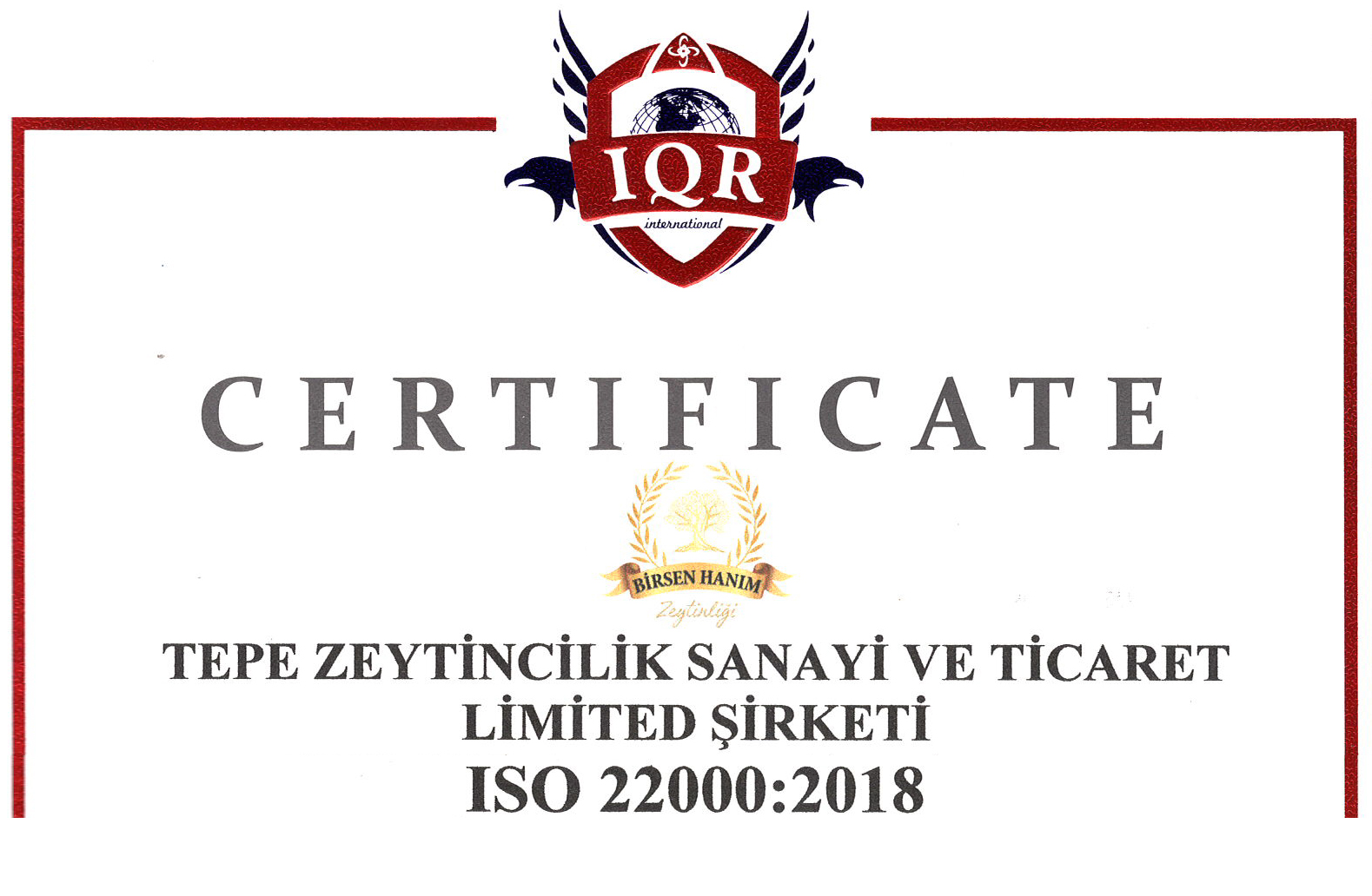 ISO 22000:2018 Certification For Our Food Safety Management System